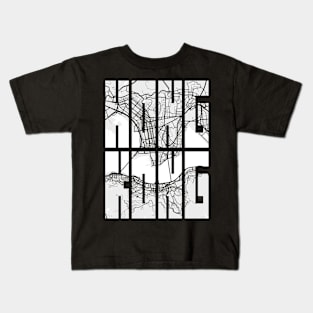 Hong Kong City Map Typography - Light Kids T-Shirt